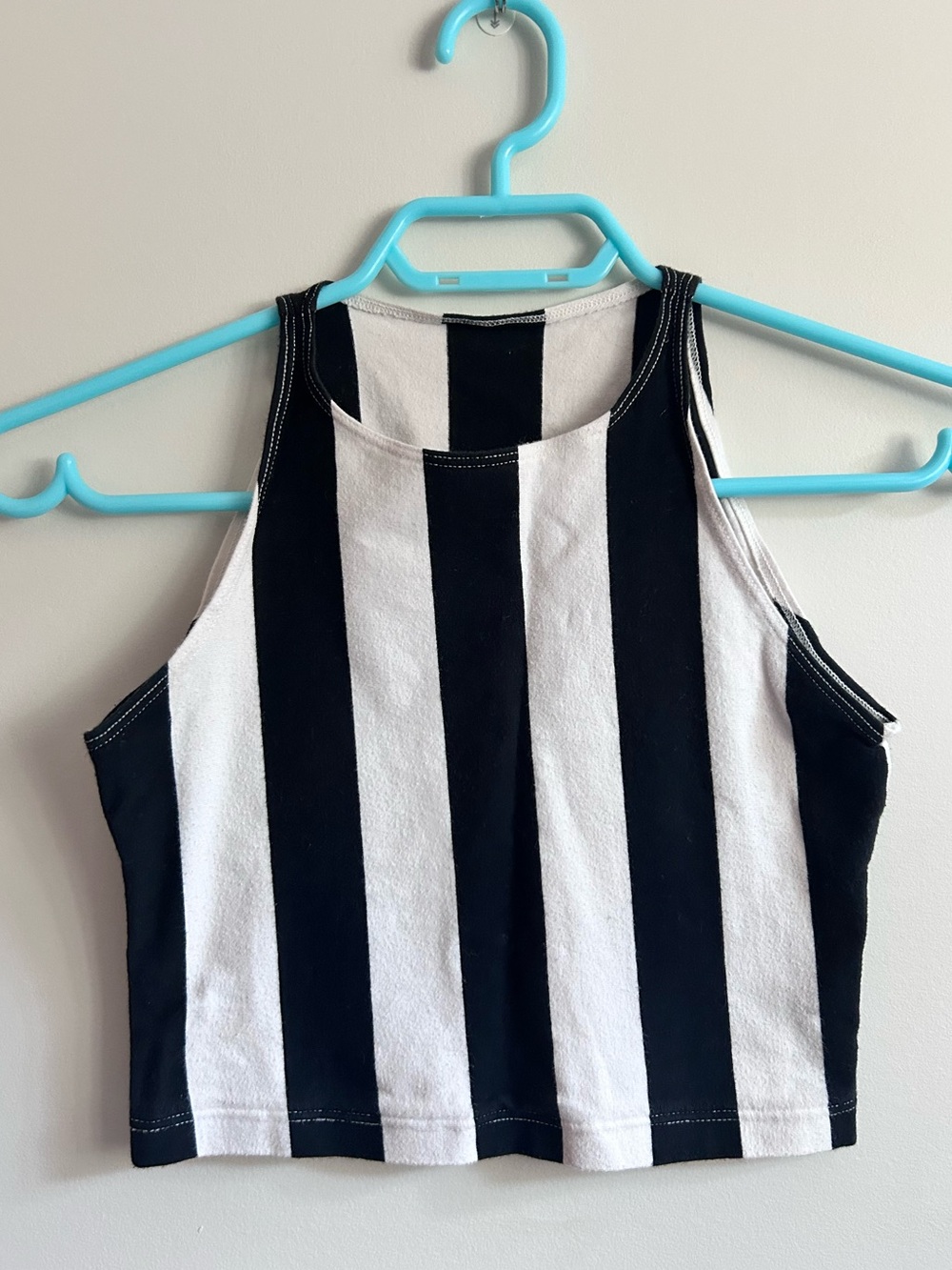 American Apparel Black & White Striped Crop Tank Top
